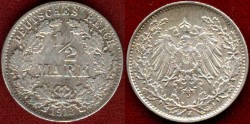 World Coins - GERMANY 1918J ........ 1/2 MARK