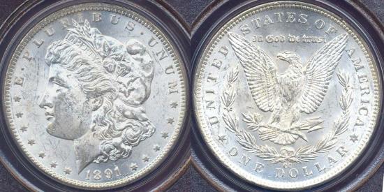 US Coins - 1891-CC MORGAN DOLLAR  PCGS MS61 .... undergraded