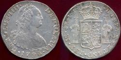 World Coins - PERU 1796 IJ ME   8 REALES  AU details   CHARLES IIII