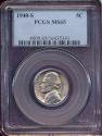 Us Coins - 1940-S JEFFERSON NICKEL PCGS MS65 ... Full Steps