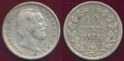 World Coins - NETHERLANDS 1871 10 CENT VF