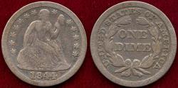 Us Coins - 1844 SEATED DIME...  FINE  ......  SCARCE DATE