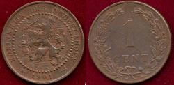 World Coins - NETHERLANDS 1901  1 CENT  AU