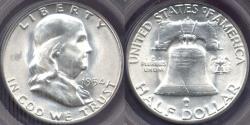 Us Coins - 1954-S FRANKLIN HALF DOLLAR  PCGS MS65 ... EXCEPTIONAL STRIKE