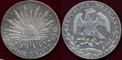 World Coins - MEXICO  1858  CE  8 Reales   XF.....CULLIACAN Mint