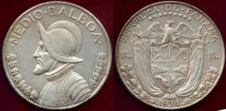 World Coins - PANAMA 1934 1/2 BALBOA  XF ... LOW MINTAGE