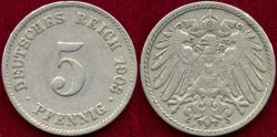 World Coins - GERMANY 1903-J.... 5 PFENNIG  XF