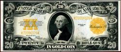 Us Coins - $20 1922 GOLD CERTIFICATE  FR#1187 .....  UNC