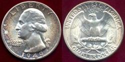 Us Coins - 1949 WASHINGTON QUARTER  MS64   .. BEAUTIFUL COLORS
