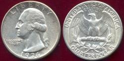 Us Coins - 1936-D WASHINGTON QUARTER    XF45