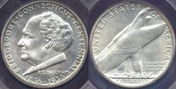 Us Coins - BRIDGEPORT 1936  50c COMMEMORATIVE ... PCGS MS65   ... PRETTY COIN