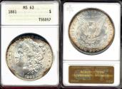 Us Coins - 1881 MORGAN DOLLAR ANA MS63 .... PRETTY COLORS