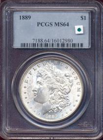 US Coins - 1889 MORGAN DOLLAR  PCGS MS64  ... BLAST WHITE