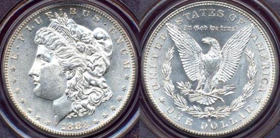 US Coins - 1883-S MORGAN DOLLAR  PCGS  MS63 WHITE ... vy high end