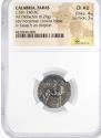 Ancient Coins - Calabria, Taras AR (Silver) Didrachm (Nomos)--NGC ChAU 4/3; Lovely Irridescent Tone!