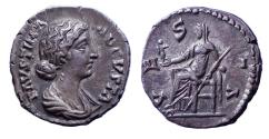 Ancient Coins - Faustina Jr AR (Silver) Denarius--Toned