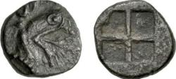 Ancient Coins - Teos AR (Silver) Tetartemorion--Nicely detailed, Dark Find Patina
