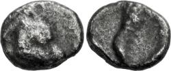 Ancient Coins - Iasos AR (Silver) Tetartemorion--Crawfish!