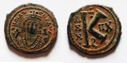Ancient Coins - CHOICE: Maurice Tiberius AE HALF FOLLIS