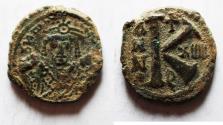 Ancient Coins - AS FOUND: Maurice Tiberius AE HALF FOLLIS