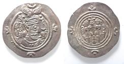 Ancient Coins - CHOICE QUALITY: Sasanian Kingdom. Khusru II. A.D. 591-628. AR drachm.
