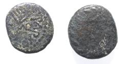 Ancient Coins - BE-HEADER OF JOHN THE BAPTIST: Judaea, Herodian dynasty. Herod Antipas (4 BC-AD 39). AE half unit (19mm, 7.08g). Tiberias mint. Struck in regnal year 33 (AD 29/30).