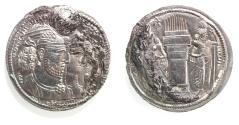 Ancient Coins - SASANIAN KINGS. Vahr?m (Bahram) II, with Queen and Prince 4. AD 276-293. AR Drachm