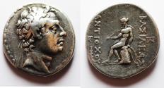 Ancient Coins - Seleukid Kings. Antiochos IV Epiphanes (175-164 BC). AR tetradrachm (27mm, 16.85g). Tarsos mint.