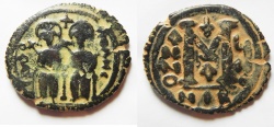 World Coins - ISLAMIC. Ummayad caliphate. Arab-Byzantine series. AE fals (30MM . 9.38GM). Baysan (Scythopolis) mint. Struck c. AD 650-700.