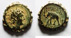 Ancient Coins - Seleukid Kings, Antiochos VI (144-141 BC). Æ 21 Serrate