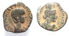 Ancient Coins - JUDAEA. CAESAREA MARITIMA. Herennia Etruscilla AE 18