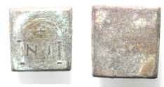 Ancient Coins - Byzantine 4th-6th centuries. Silver-inlaid AE 10 nomismata weight