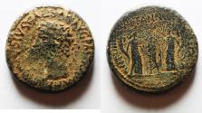 Ancient Coins - Judaea. Roman Administration. Claudius, with Britannicus, Antonia, and Octavia (AD 41-54) AE 8 units (22mm, 10.93g).Pre-royal issue of Agrippa II. Caesarea Panias mint. Struck befo