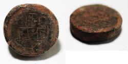 Ancient Coins - ANCIENT BYZANTINE BRONZE WEIGHT. 700 - 900 A.D  3 NUMISMATA - LIGHTER THAN STANDARD