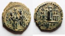 Ancient Coins - BYZANTINE. Justin II with Sophia, 565 - 578 AD, AE DECANUMMIUM