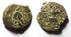 Ancient Coins - Judaea. Jewish War. First Revolt. AE Prutah. Year 3. 68/69 C.E.