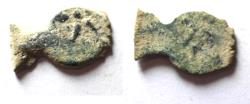 Ancient Coins - fish shaped: AS FOUND: Judaea, Alexander Jannaeus, 103-76 BC, AE Prutah (Biblical Widow's Mites).