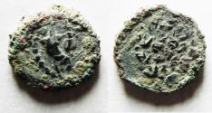 Ancient Coins - ORIGINAL DESERT PATINA. HASMONEAN. JUDAEAN AE PRUTAH