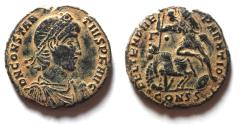 Ancient Coins - CHOICE COIN. ORIGINAL DESERT PATINA: CONSTANTIUS II AE CENT. FALLEN HORSEMAN