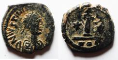 Ancient Coins - BYZANTINE. Justin I (AD 518-527). AE 10 nummi