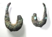 Ancient Coins - ANCIENT LEVANT. CURRENCY BEFORE COINS. BRONZE SILVER PLATED  EARRING. 800 - 700 B.C