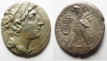 Ancient Coins - GREEK. Seleukid kings. Antiochos VIII Grypos (121/0-96 BC). AR tetradrachm (27mm, 12.59g) Ascalon mint. Struck in SE 207 (106/5 BC). 