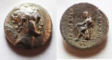 Ancient Coins - GREEK Seleukid Kingdom. Antiochos IV Epiphanes (175-164 BC). AR tetradrachm (26mm, 15.30). Perhaps Seleukeia on the Tigris before c. 210 BC.