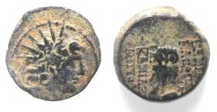 Ancient Coins - Seleukid Kings Kleopatra Thea & Antiochos VIII 125-121 B.C. AE 18