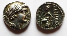 Ancient Coins - Seleukid Kings. Demetrios I Soter (162-150 BC). AR drachm (16mm, 2.92g). Ekbatana mint.