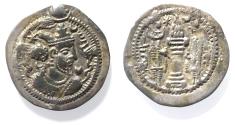 Ancient Coins - Sasanian Empire. Kavad I (first reign, AD 488-497). AR drachm (26mm, 3.04g) AY (Eran-khvarrah-Shapur) mint.