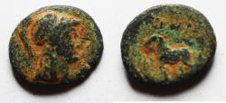 Ancient Coins - GREEK AE 16. ATHENA / HORSE