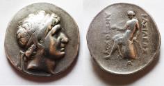 Ancient Coins - Apparently unpublished with this exergue control: GREEK Seleukid Kingdom. Antiochos II Theos (261-246 BC). AR tetradrachm (31mm, 16.87). Uncertain Mint.
