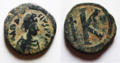 Ancient Coins - BYZANTINE. Anastasius I (AD 491-518). AE HALF FOLLIS