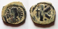 Ancient Coins - BYZANTINE. JUSTIN I AE HALF FOLLIS